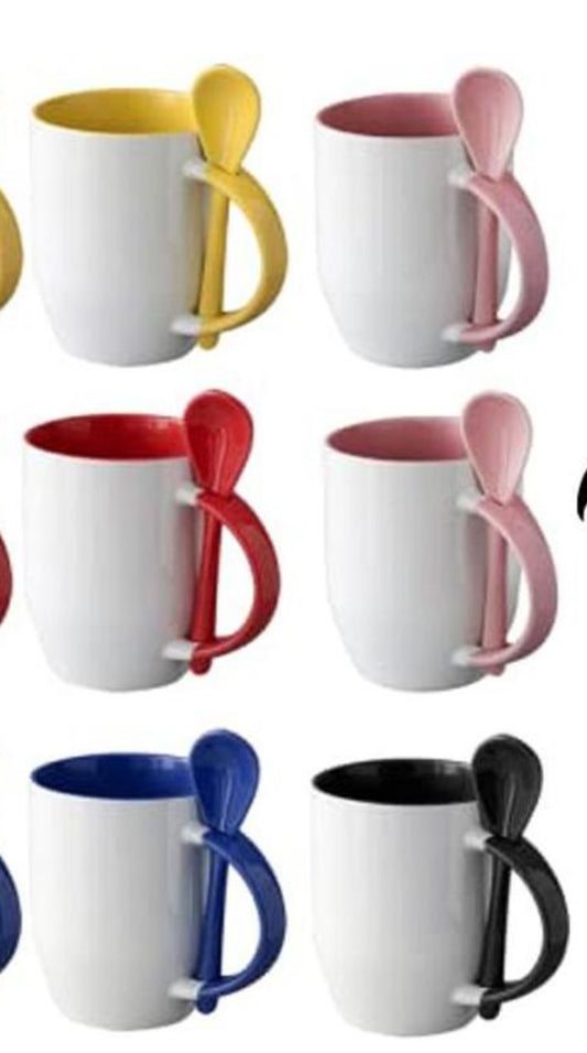 Taza  Con Cucharilla  Para Sublimar