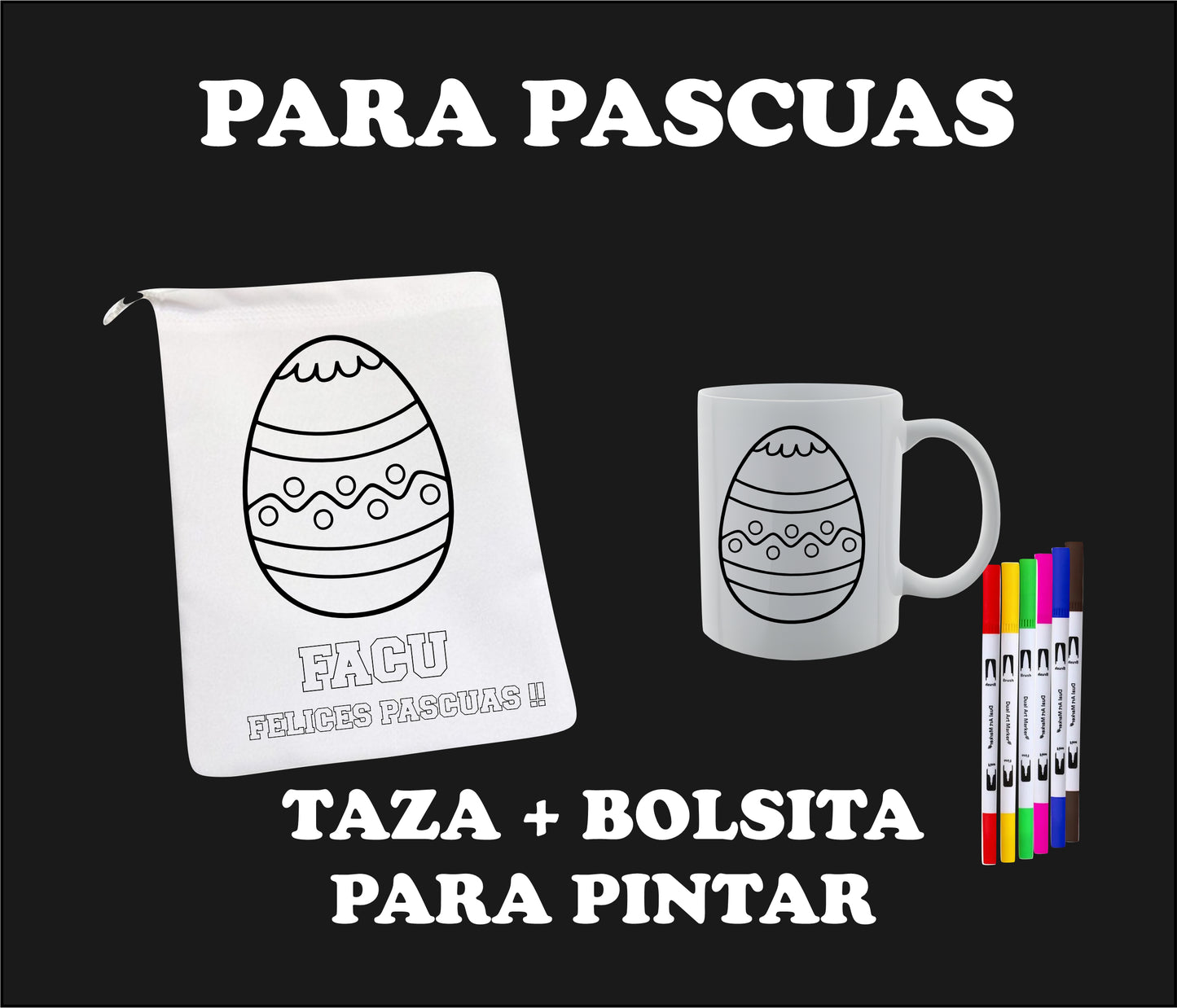 Taza + Bolsita Para Pintar